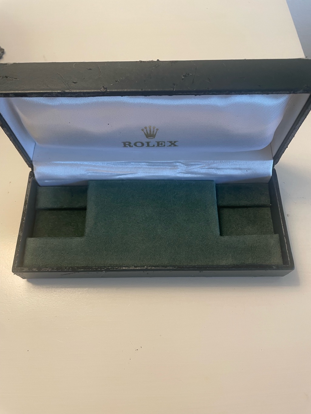 Vintage Rolex Green Leather Watch Box Leather In Poor Condition